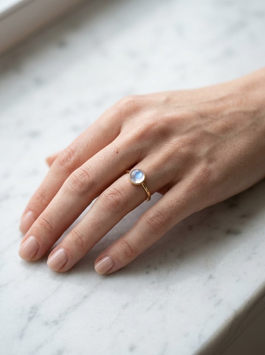 Moonstone Solitaire Ring